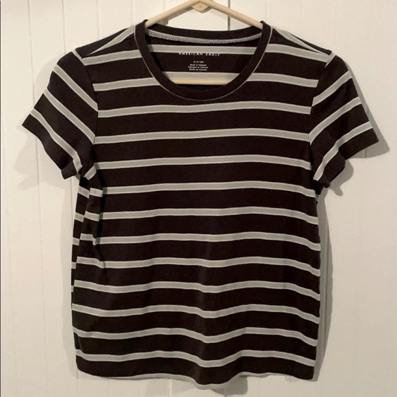 American Eagle XS striped T shirt blue gray AE - Picture 1 of 5